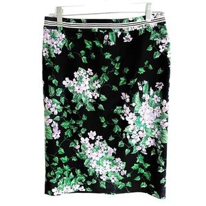 Talbots Black Floral Pencil Skirt